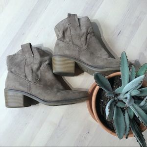 Gray Suede Ankle Boots, Size 7